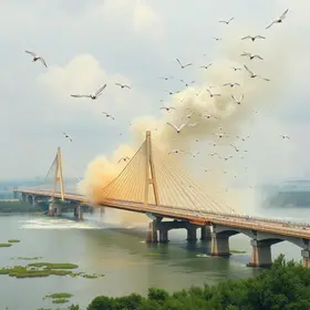 demolição da ponte Estreito dos Mosquitos